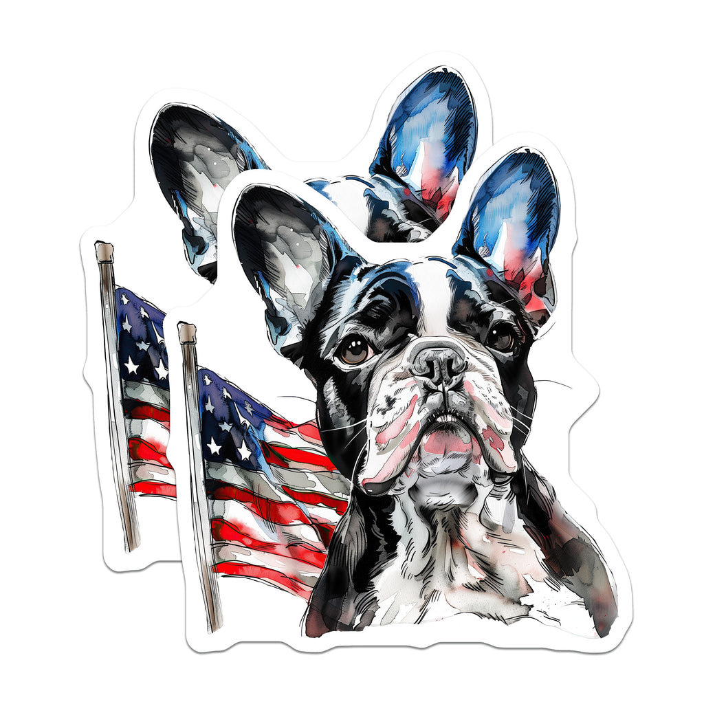 (2 Pack) Boston Terrier Magnets - American Flag Dog Art - Patriotic Pet Decor - Fridge Locker Accent - 5 Inches On Longest Side - Thick Durable Magnet - Made in USA - MAG39626