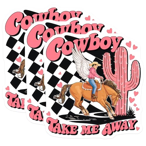 (3 Pack) Cowboy Take Me Away Decals - Winged Horse Decal - Western Laptop Decal - 3 Inches On Longest Side - Easy Peel & Apply - Made in USA - 3MCS4581