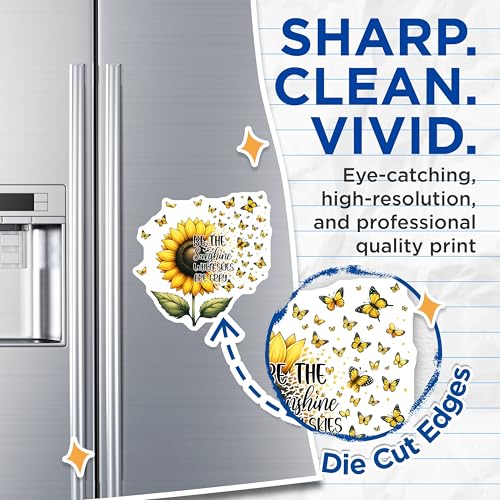 (2 Pack) Inspirational Sunflower Magnets - Be The Sunshine When Skies are Gray - 5" On Longest Side - for Cars, Fridges, Toolboxes - Made in USA - MAG7989