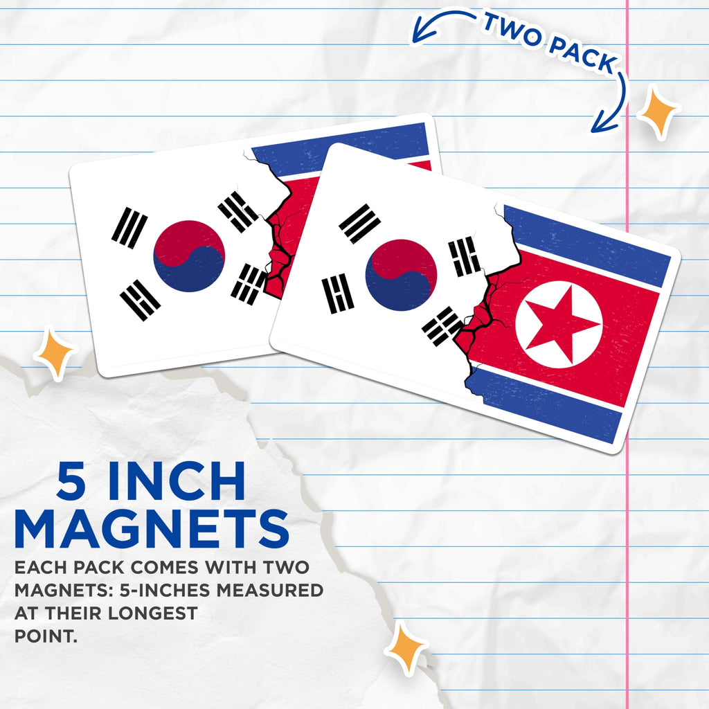 (2 Pack) Korean Flags Magnets - North South Korea Split Unity Symbol - Geopolitical Statement Decor - Fridge Locker Display - 5 Inches On Longest Side - Thick Durable Magnet - Made in USA - MAG19176