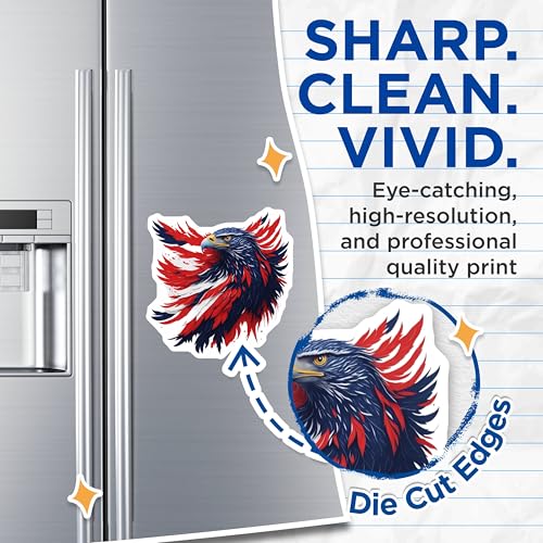 (2 Pack) Patriotic Eagle Magnets - American Flag Eagle - Red White Blue Eagle Magnet Decor - 5" On Longest Side - for Cars, Fridges, Toolboxes - Made in USA - MAG6765