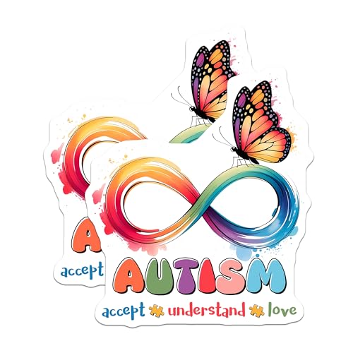 (2 Pack) Autism Awareness Magnets Magnets - Infinity Symbol - Butterfly Design - 5" On Longest Side - Made in USA - Sticks to Refrigerators & Metal Surfaces - MAG8427