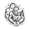 (2 Pack) Bigfoot Alien Hug Magnets - Sasquatch Extraterrestrial Love - Cryptozoology Space Couple Art - 5 Inches On Longest Side - Thick Durable Magnet - Made in USA - MAG22695