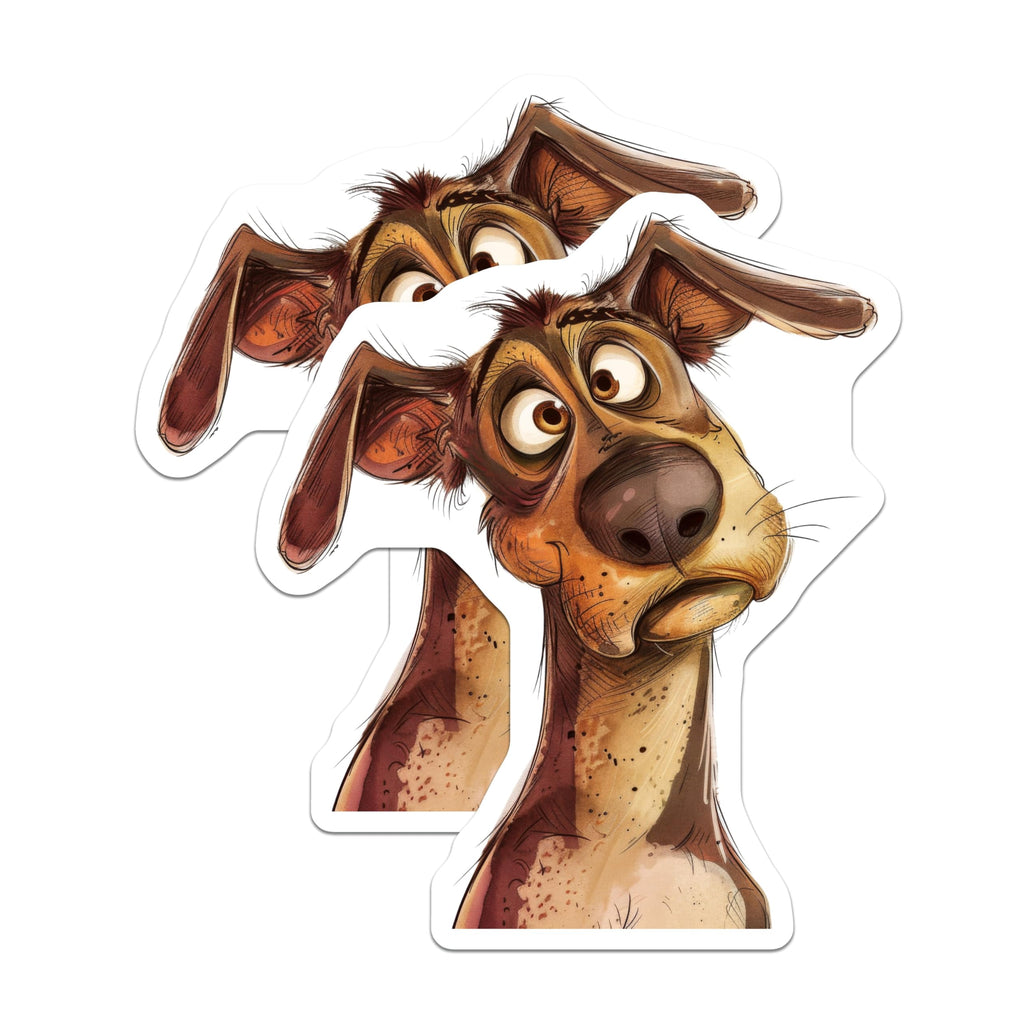 (2 Pack) Quirky Cartoon Dog Magnets - Funny Expressive Canine Refrigerator Locker Decor - Unique Animal Art Kitchen Magnets - 5 Inches On Longest Side - Thick Durable Magnet - Made in USA - MAG24734