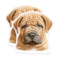 (2 Pack) Mastiff Puppy Magnets - Adorable Wrinkled Fawn Dog Art - Canine Fridge Refrigerator Decor - 5 Inches On Longest Side - Thick Durable Magnet - Made in USA - MAG24851
