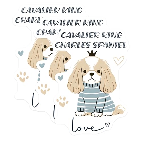 (3 Pack) Cavalier King Charles Spaniel Decals - Cute Dog Stickers - Laptop Decal - 3 Inches On Longest Side - Easy Peel & Apply - Made in USA - 3MCS6059