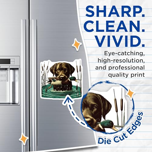 (2 Pack) Hunting Dog Magnets Magnets - Loyal Companion - Duck Hunting Scene - 5" On Longest Side - Made in USA - Sticks to Refrigerators & Metal Surfaces - MAG8660
