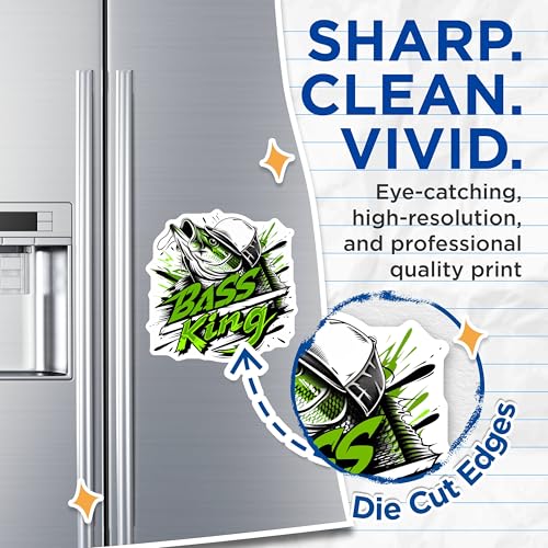 (2 Pack) Bass Fishing Magnets - King Bass Catch Magnets - Angler's Catch Decor Magnets ''' ''' - 5" On Longest Side - for Cars, Refrigerators, Toolboxes, Lockers - Made in USA BMCS3356