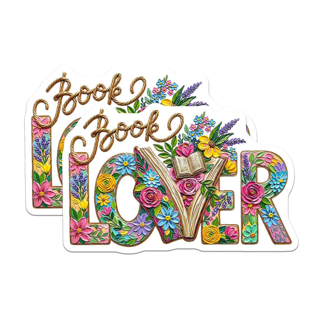(2 Pack) Book Lover Magnets - Reader Floral Bookworm Aesthetic - Teacher Librarian Appreciation - 5 Inches On Longest Side - Thick Durable Magnet - Made in USA - MAG39315