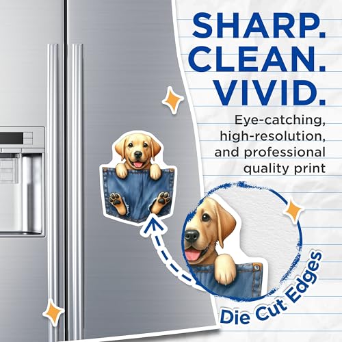 (2 Pack) Cute Puppy in Pocket Magnets - Dog Lover - Animal Art - Novelty Fridge Magnets - 5" On Longest Side - for Cars, Fridges, Toolboxes - Made in USA - MAG4119