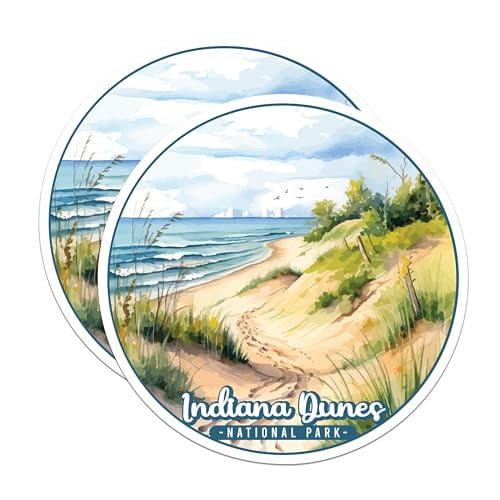 (2 Pack) Indiana Dunes National Park Bumper Magnet - US National Park - Choose from 63 Parks - 5" On Longest Side - Decal for Car Bumper, Laptop, Water Bottle, Wall, and Window - MAG1627