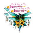 (2 Pack) Find Joy in The Journey Dragonfly Magnets - Inspirational Sunflowers Boho Refrigerator Decor - Encouragement Mantra - 5 Inches On Longest Side - Thick Durable Magnet - Made in USA - MAG38090