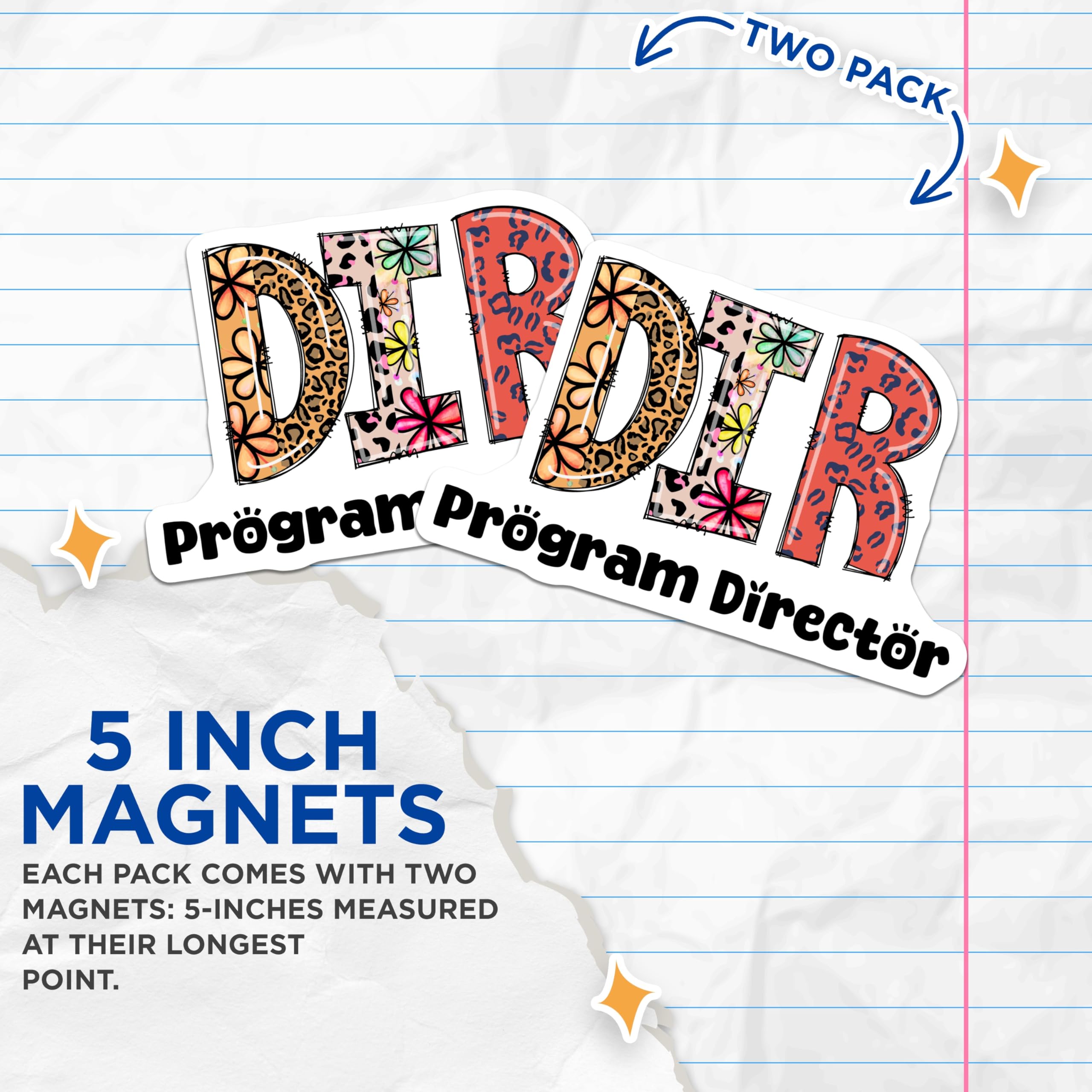 (2 Pack) Program Director Magnets - Floral Animal Print Decor - Fun Office Home Magnets - 5" On Longest Side - Premium Magnet - for Cars, Refrigerators, Toolboxes, Lockers - Made in USA - MAG14886
