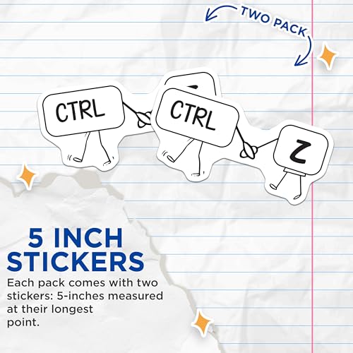 (2 Pack) Funny Keyboard Shortcut Stickers - Ctrl Z Stickers - Computer Geek Stickers - 5" On Longest Side - Sticks to Smooth Flat Surfaces - Made in USA - BMCS6090