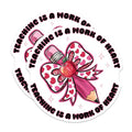 (2 Pack) Teaching is a Work of Heart Stickers - Teacher Appreciation - Cute Pencil and Apple Design - 5" On Longest Side - Sticks to Smooth Flat Surfaces - Made in USA - BMCS7660
