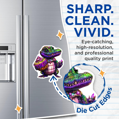 (2 Pack) Alligator Cupcake Magnets - Cute Reptile Decor - Whimsical Kitchen Accessories - 5" On Longest Side - Premium Magnet - for Cars, Refrigerators, Toolboxes, Lockers - Made in USA - MAG14119