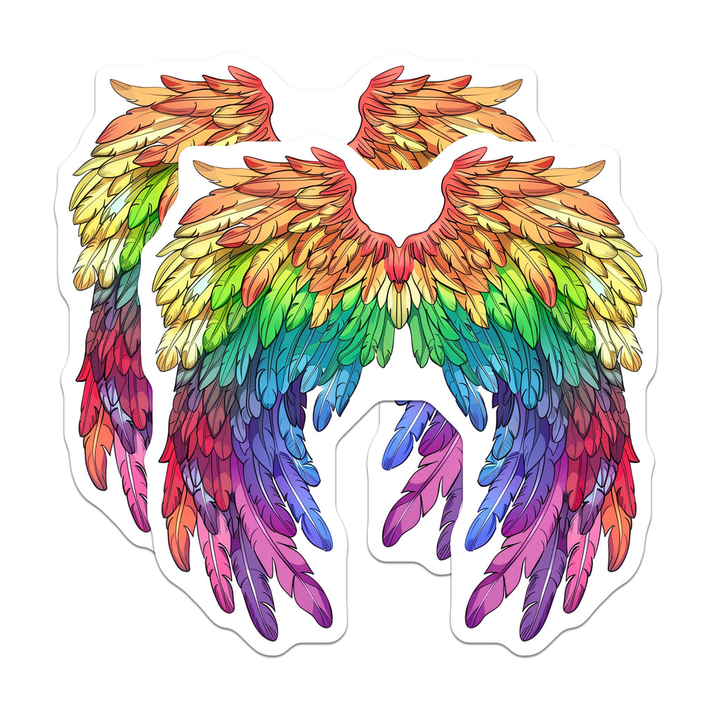 (2 Pack) Rainbow Wings Magnets - Pride Flag Art Decor - LGBTQIA Ally Accessory - Vibrant Fantasy Fridge - 5 Inches On Longest Side - Thick Durable Magnet - Made in USA - MAG37839