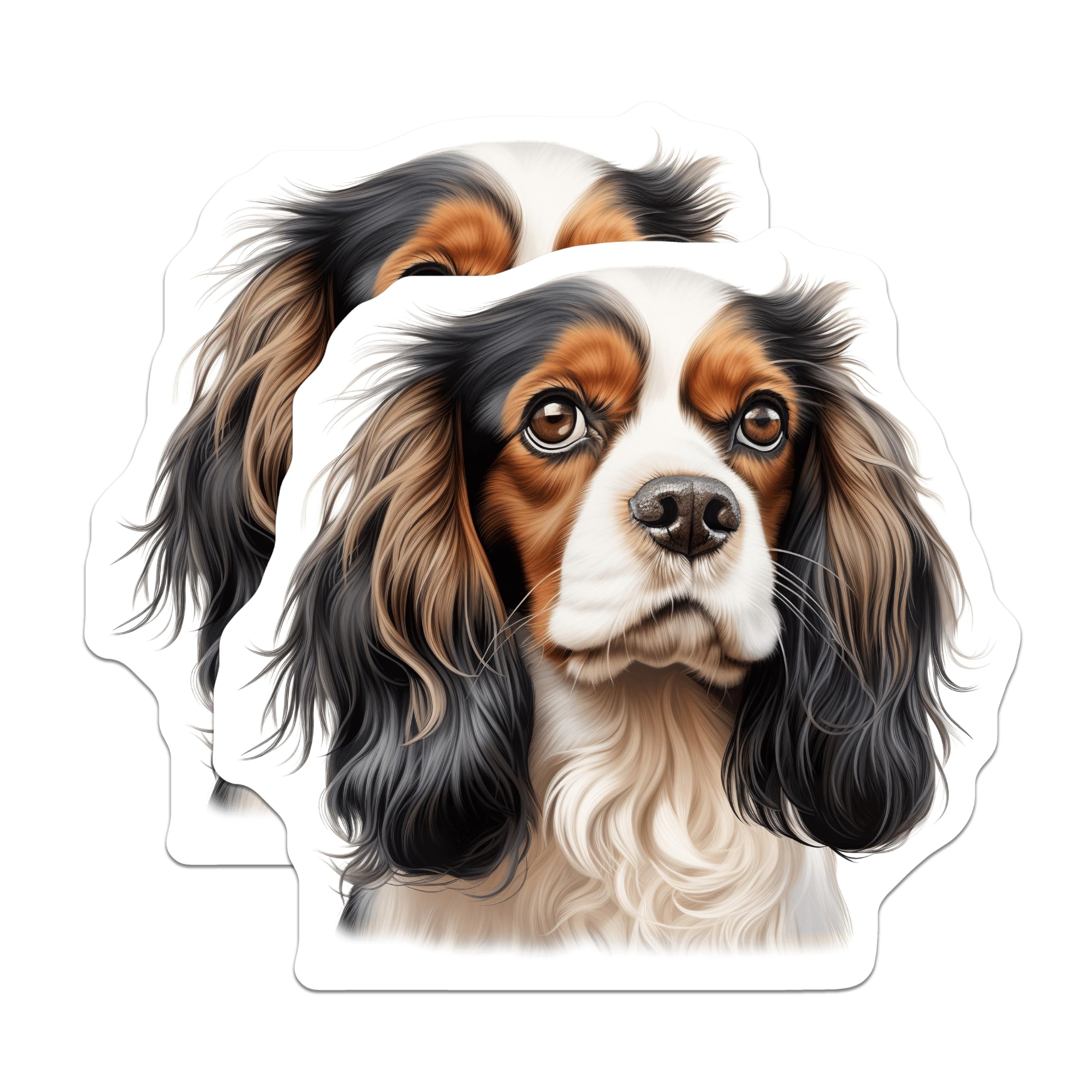 (2 Pack) Cavalier King Charles Spaniel Magnets - Tri Color Dog Art - Dog Mom Fridge Decor - 5 Inches On Longest Side - Thick Durable Magnet - Made in USA - MAG28197