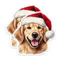 (2 Pack) Golden Retriever Christmas Magnets - Santa Hat Dog Decor - Festive Pet Accessory - 5 Inches On Longest Side - Thick Durable Magnet - Made in USA - MAG24874