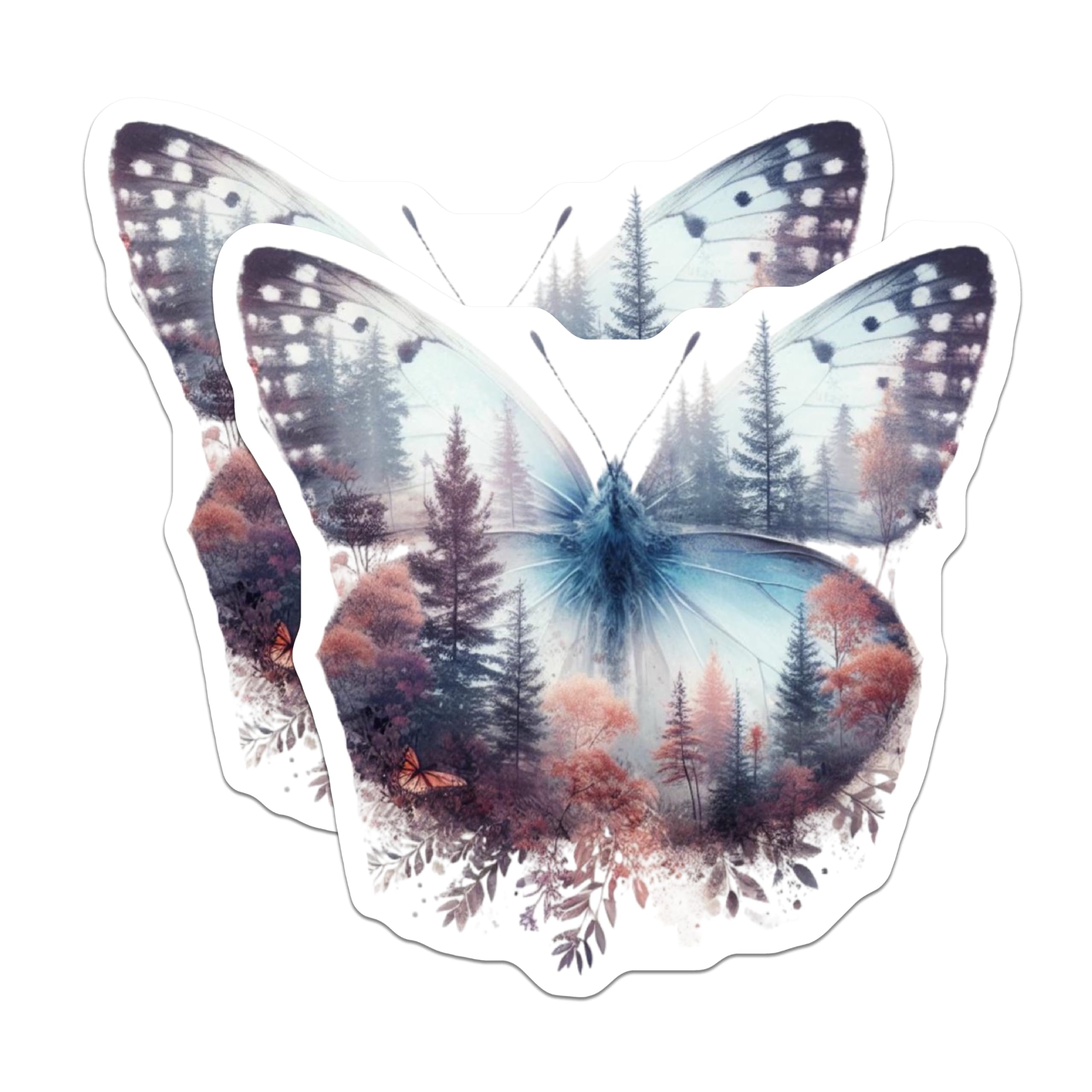 (2 Pack) Butterfly Magnets - Forest Wings Decor - Nature Lover Fridge Magnets - 5" On Longest Side - Premium Magnet - for Cars, Refrigerators, Toolboxes, Lockers - Made in USA - MAG14681