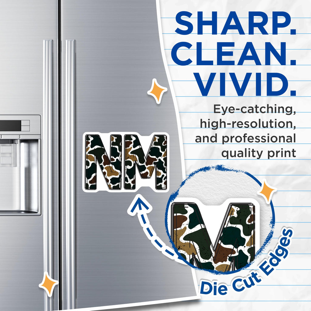 (2 Pack) Camouflage Letter Magnets - N I M Monogram Decor - Alphabet Refrigerator Magnets - 5 Inches On Longest Side - Thick Durable Magnet - Made in USA - MAG22093
