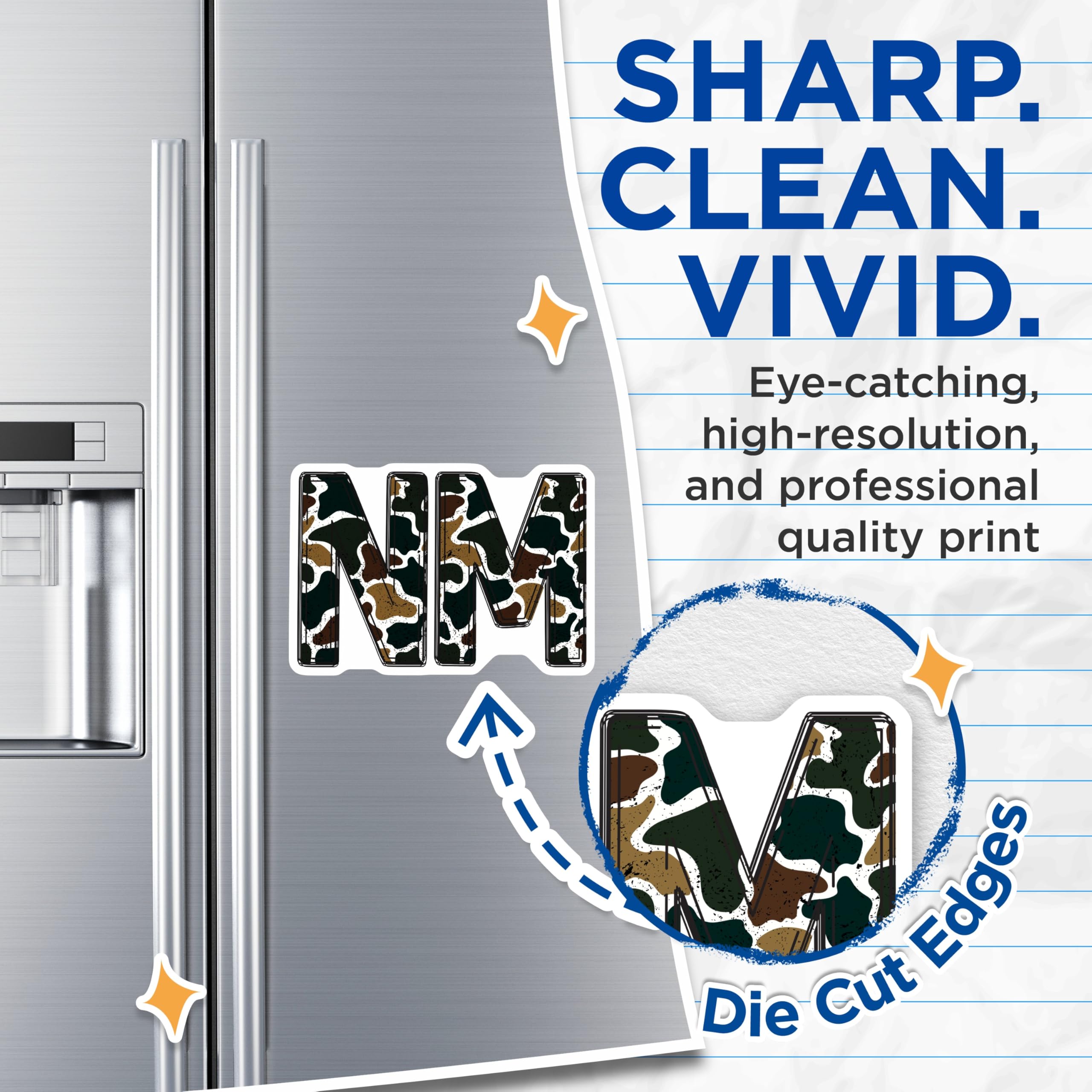 (2 Pack) Camouflage Letter Magnets - N I M Monogram Decor - Alphabet Refrigerator Magnets - 5 Inches On Longest Side - Thick Durable Magnet - Made in USA - MAG22093