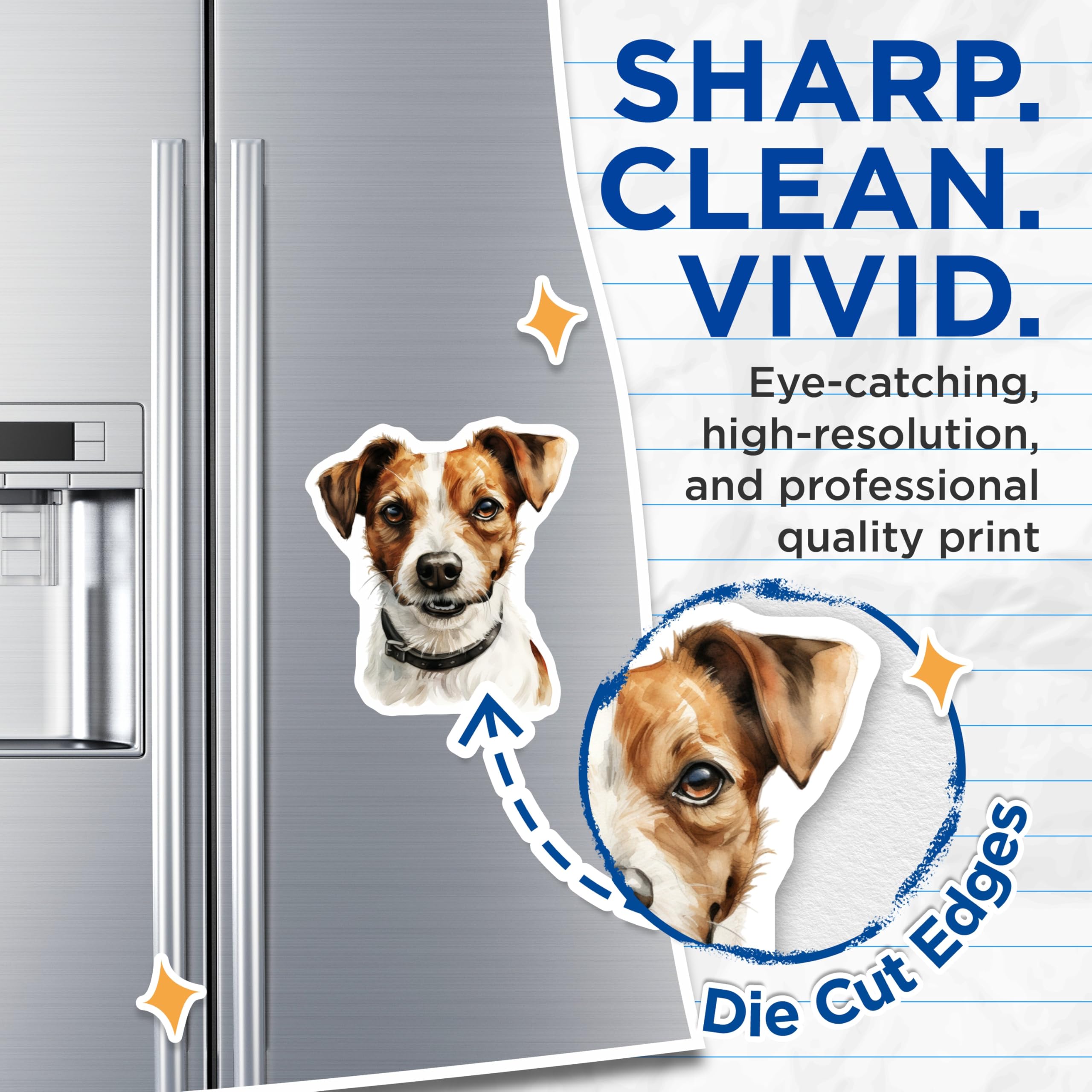 (2 Pack) Jack Russell Terrier Magnets - Watercolor Dog Art - Pet Lover Fridge Locker Kitchen Decor - 5 Inches On Longest Side - Thick Durable Magnet - Made in USA - MAG27177