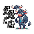 (2 Pack) Meeting Bull Magnets - Funny Office Decor - Coworker Humor - 5" On Longest Side - Premium Magnet - for Cars, Refrigerators, Toolboxes, Lockers - Made in USA - MAG16114