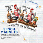 (2 Pack) Funny Chicken Magnets - Cute Kitchen - Hilarious Animal Designs - 5" On Longest Side - for Cars, Fridges, Toolboxes - Made in USA - MAG4513