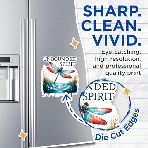 (2 Pack) Unbounded Spirit Magnets - Inspirational Quote Magnets - Dragonfly Art Magnets- 5" On Longest Side - for Fridges, Toolboxes, Cars - Made in USA - MAG2688