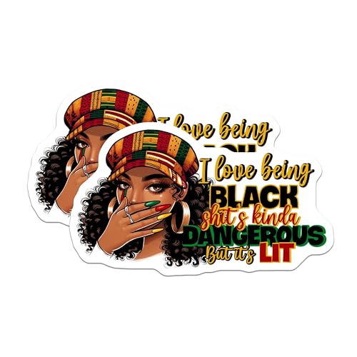 (2 Pack) I Love Being Black Stickers - Affirmation - Inspirational - 5" On Longest Side - Sticks to Smooth Flat Surfaces - Made in USA - BMCS7861