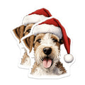 (2 Pack) Christmas Dog Magnets - Scruffy Terrier Santa Hat - Holiday Pet Fridge Decoration - 5 Inches On Longest Side - Thick Durable Magnet - Made in USA - MAG26426