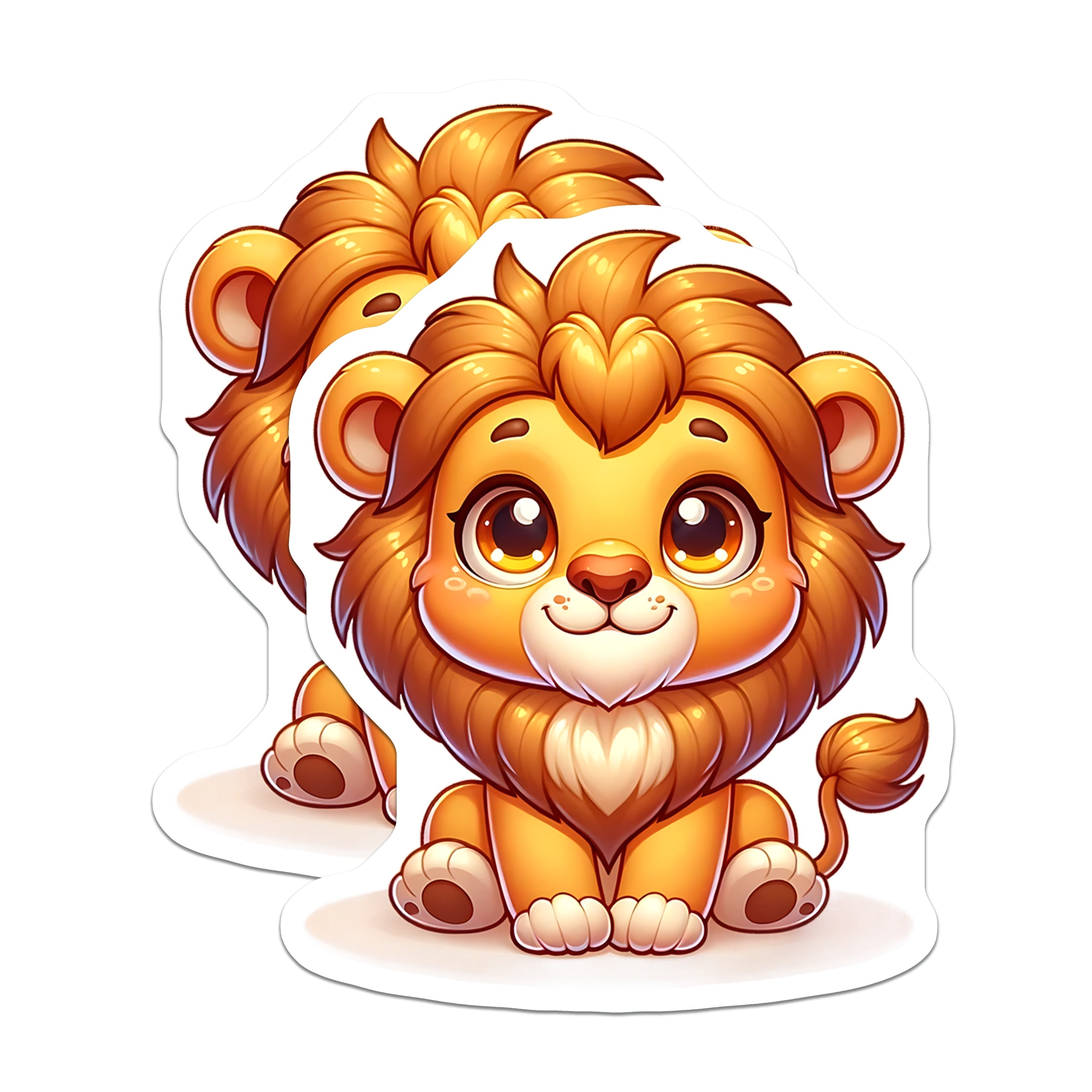 (2 Pack) Cute Lion Magnets - Baby Safari Animal Fridge Decor - Nursery Wall Art for Kids Room - Kawaii Cartoon Lion Cub - 5 Inches On Longest Side - Thick Durable Magnet - Made in USA - MAG38327
