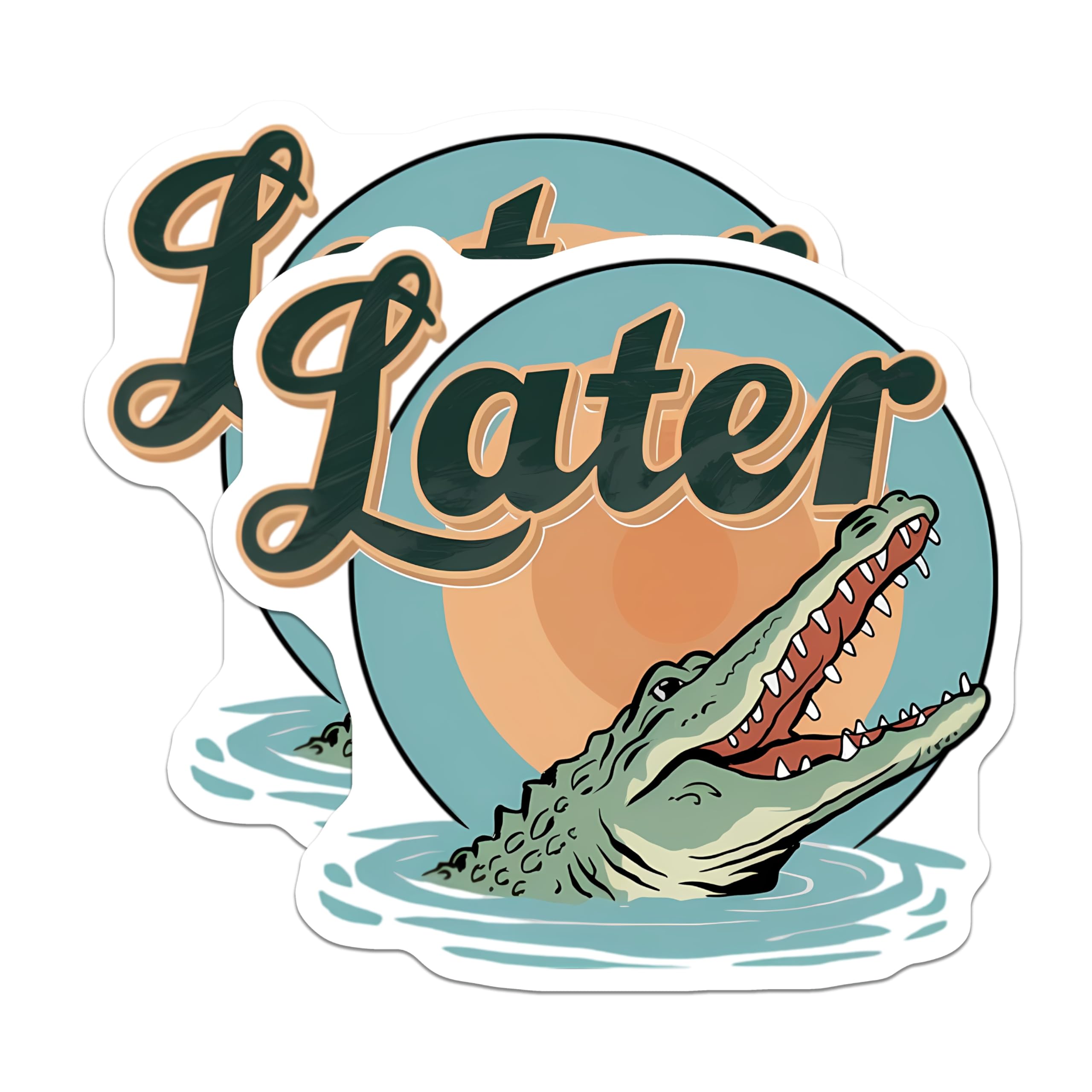 (2 Pack) Later Alligator Magnets - Funny Reptile Quote - Sarcastic Animal Pun Decor - 5 Inches On Longest Side - Thick Durable Magnet - Made in USA - MAG23022