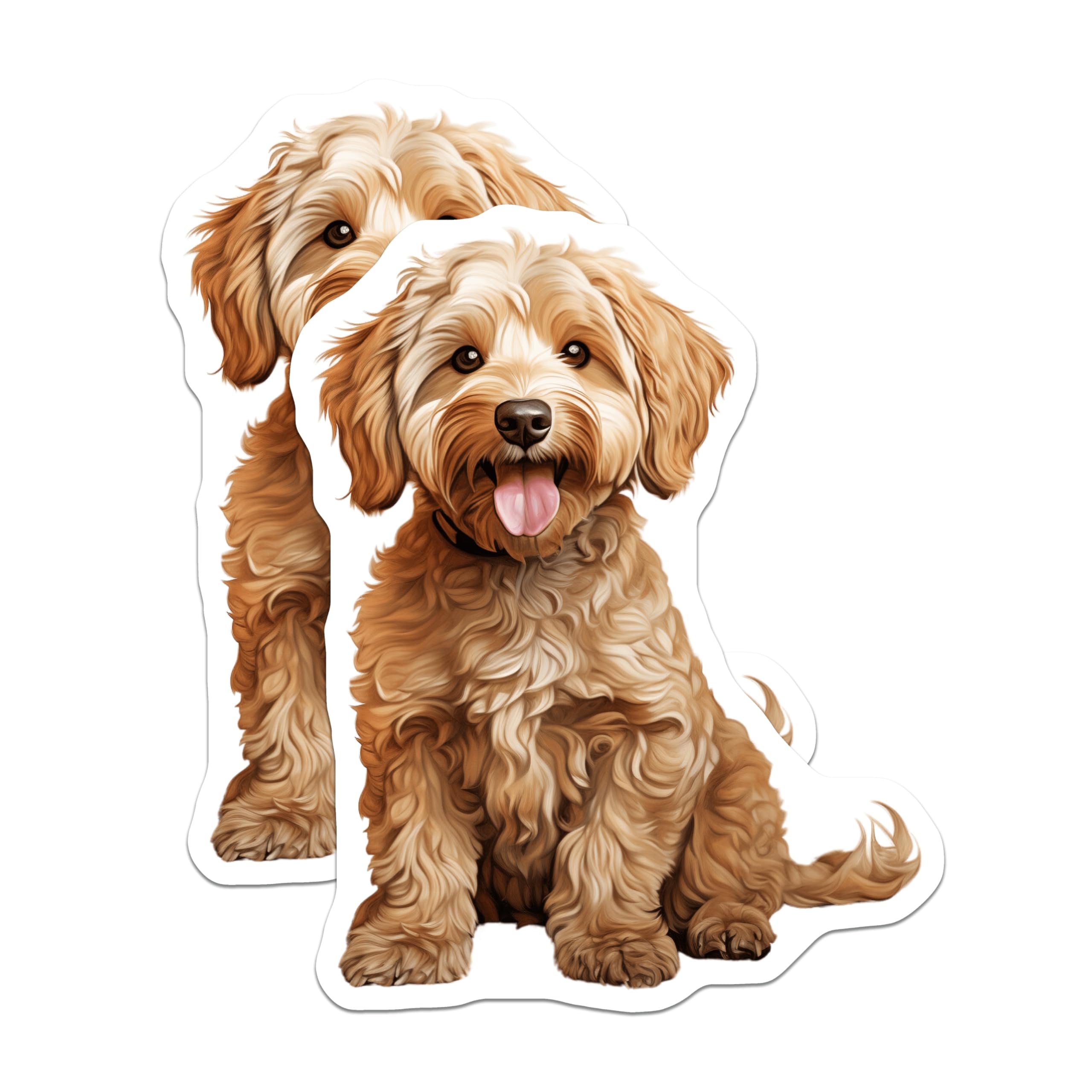 (2 Pack) Goldendoodle Magnets - Cute Dog Fridge Decor - Pet Owner Accessory - Happy Doodle Puppy Art - 5 Inches On Longest Side - Thick Durable Magnet - Made in USA - MAG27814
