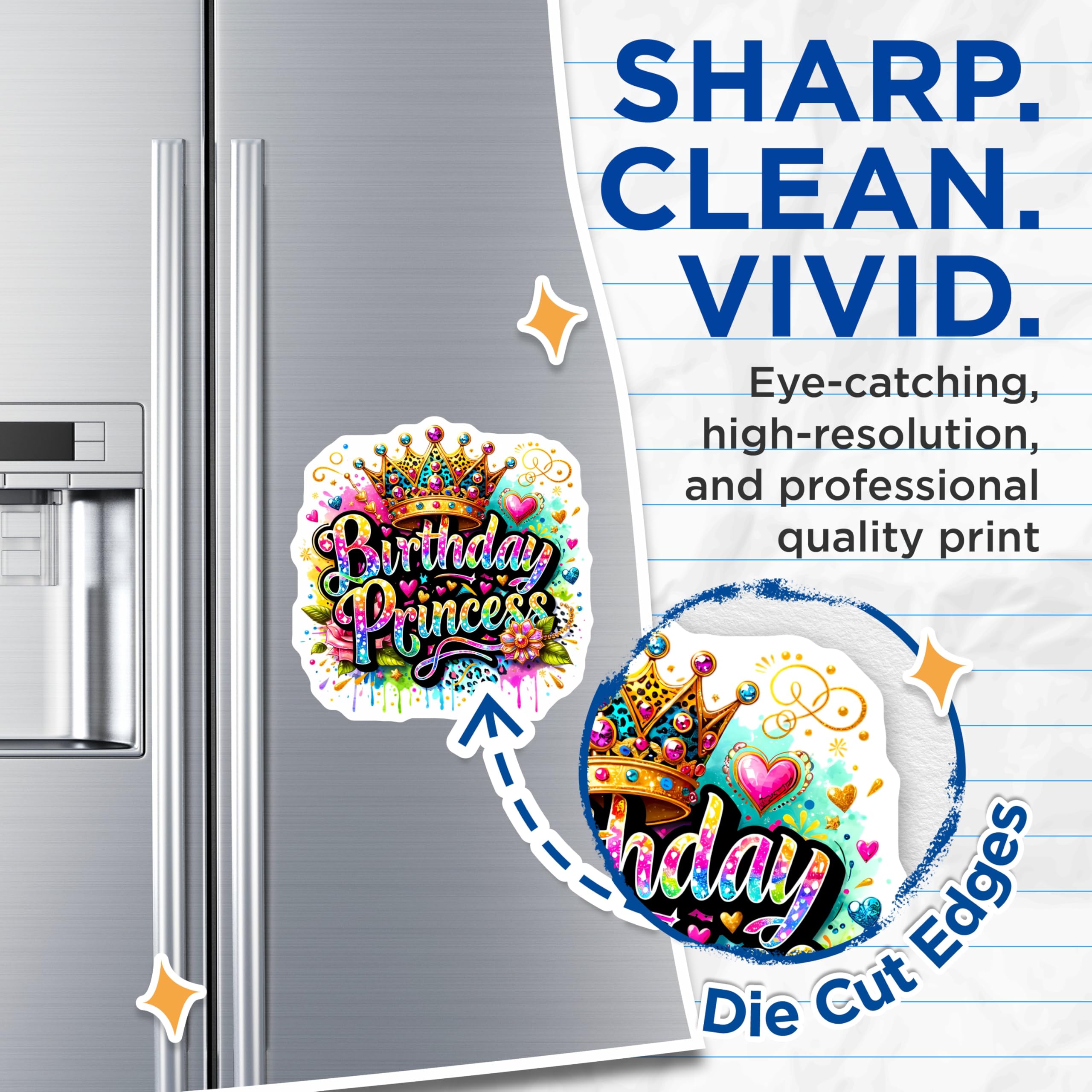 (2 Pack) Birthday Princess Magnets - Girl Birthday - Crown Party Favors - 5" On Longest Side - Premium Magnet - for Cars, Refrigerators, Toolboxes, Lockers - Made in USA - MAG15769