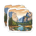 (2 Pack) Yosemite National Park Magnets - Valley Landscape Art - Scenic Mountain Waterfall Scene - 5 Inches On Longest Side - Thick Durable Magnet - Made in USA - MAG21702