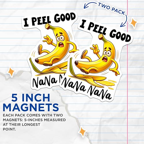 (2 Pack) I Peel Good a a Magnets Magnets - Funny Baa - Humorous Baa Art - 5" On Longest Side - Made in USA - Sticks to Refrigerators & Metal Surfaces - MAG8781