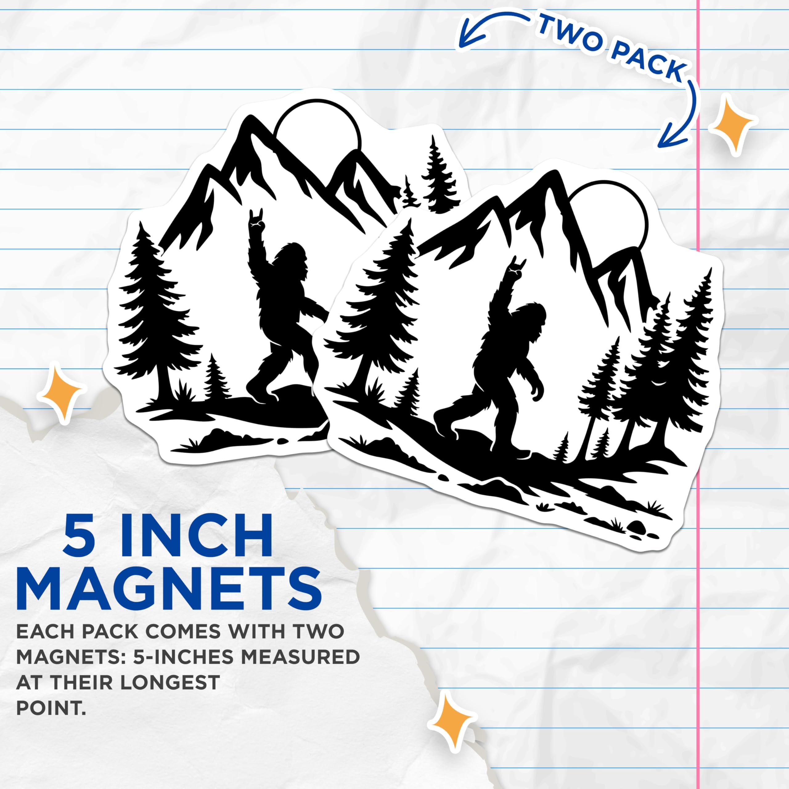 (2 Pack) Bigfoot Magnets - Sasquatch Rock Hand - Mountain Forest Decor - 5 Inches On Longest Side - Thick Durable Magnet - Made in USA - MAG22202