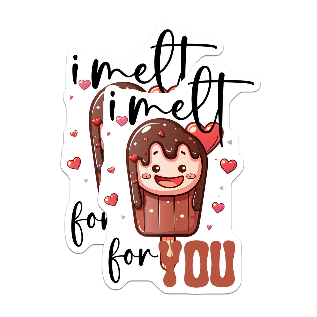 (2 Pack) I Melt for You Magnets - Cute Ice Cream Design - Valentines Day Decor - Kawaii Love Quote - Refrigerator Accessory - Sweetheart - 5" - Durable Magnet - Made in USA - MAG37027