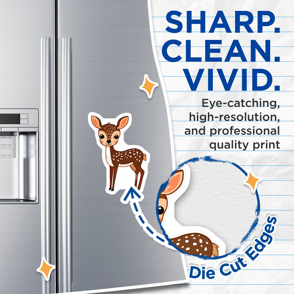 (2 Pack) Adorable Baby Deer Magnets - Woodland Animal Decor - Kawaii Fawn Fridge Magnets for Kids Room - 5 Inches On Longest Side - Thick Durable Magnet - Made in USA - MAG37530