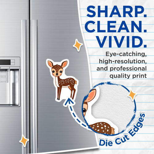 (2 Pack) Adorable Baby Deer Magnets - Woodland Animal Decor - Kawaii Fawn Fridge Magnets for Kids Room - 5 Inches On Longest Side - Thick Durable Magnet - Made in USA - MAG37530