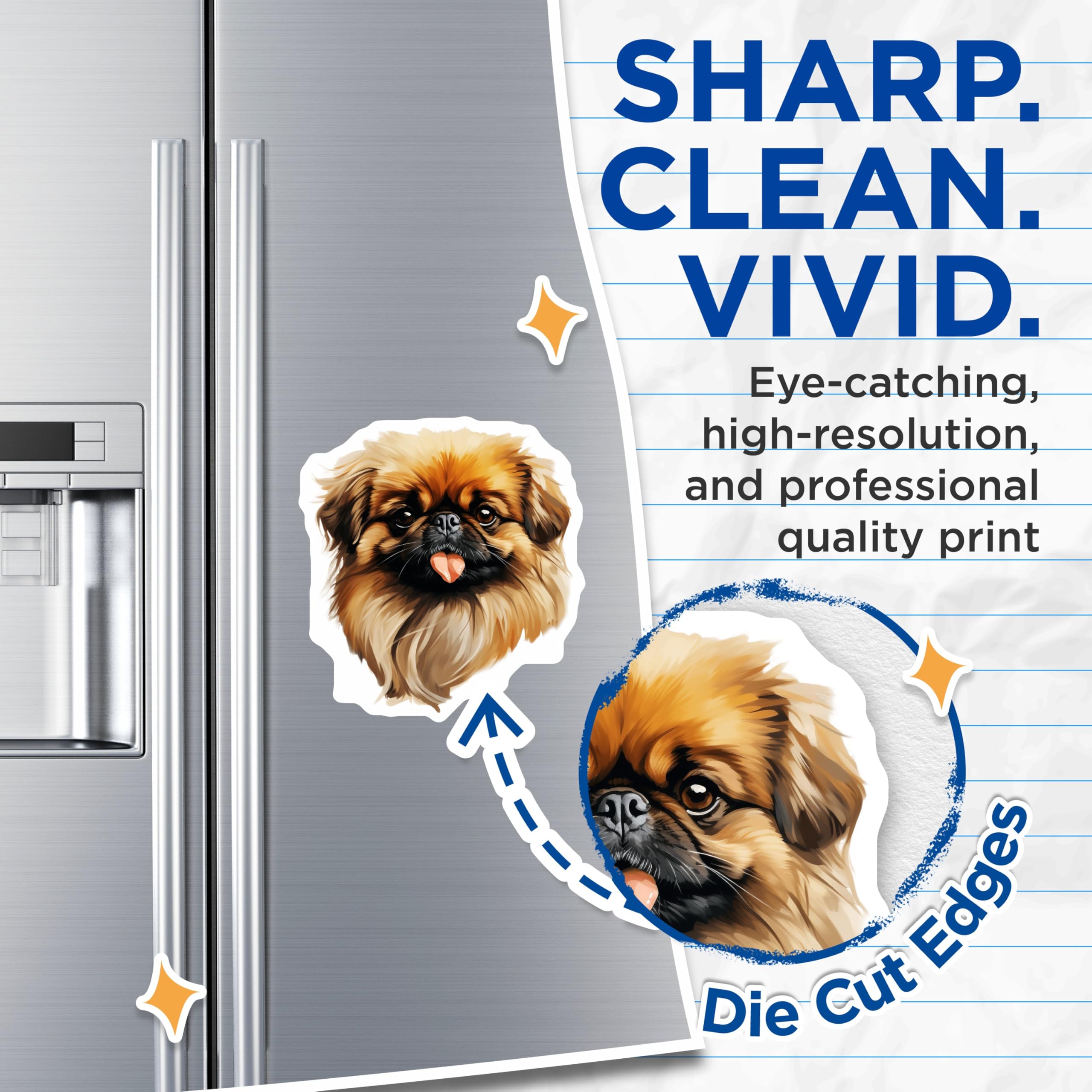 (2 Pack) Pekingese Dog Magnets - Cute Fluffy Pet Art - Dog Mom Fridge Decor for Pet Lovers - 5 Inches On Longest Side - Thick Durable Magnet - Made in USA - MAG30571