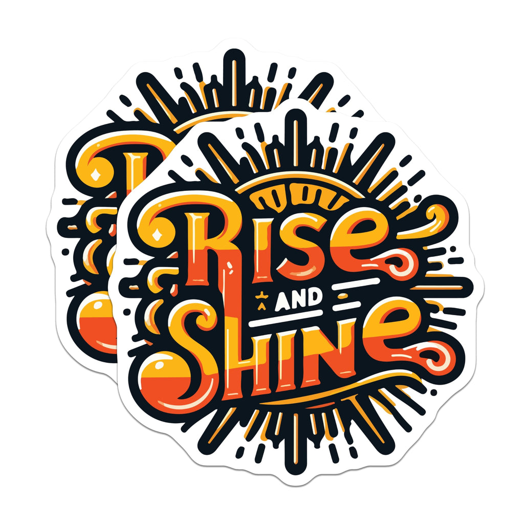 (2 Pack) Rise and Shine Magnets - Motivational Morning Quote - Inspirational Home Decor - Positive Vibe Fridge Emblem - 5 Inches On Longest Side - Thick Durable Magnet - Made in USA - MAG19744
