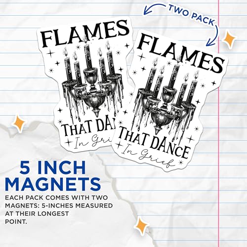 (2 Pack) Flames That Dance Magnets - Art Decor Candle Holder Magnets - Black White Inspirational Magnets - 5" On Longest Side - for Cars, Refrigerators, Toolboxes, Lockers - Made in USA BMCS3465