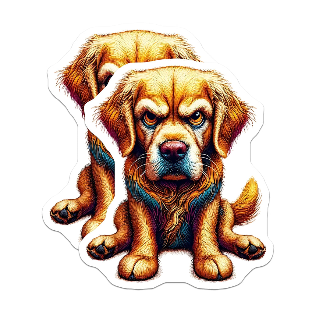 (2 Pack) Golden Retriever Magnets - Angry Dog Art - Refrigerator Locker Magnets - 5" On Longest Side - Premium Magnet - for Cars, Refrigerators, Toolboxes, Lockers - Made in USA - MAG14589