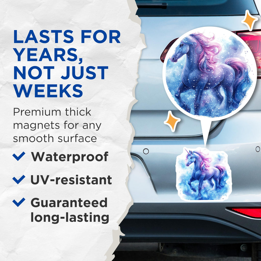 (2 Pack) Magical Unicorn Magnets - Dreamy Fantasy Decor - Celestial Mystical Creature - 5 Inches On Longest Side - Thick Durable Magnet - Made in USA - MAG30048