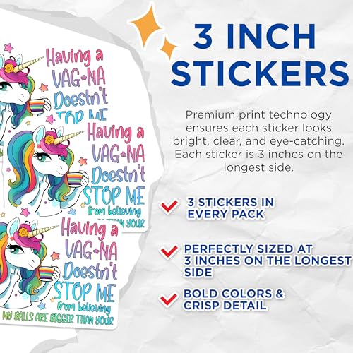 (3 Pack) Unicorn Laptop Decals - Funny Unicorn - Sarcastic Saying Decals - 3 Inches On Longest Side - Easy Peel & Apply - Made in USA - 3MCS6569