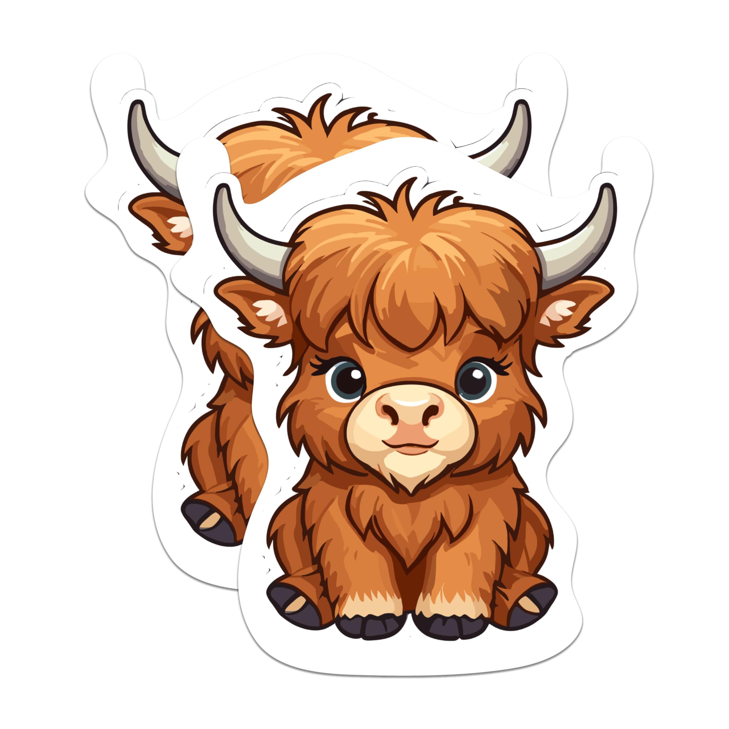 (2 Pack) Cute Highland Cow Magnets - Cartoon Highland Cow - 5 Inches On Longest Side - Premium Magnet - for Cars, Refrigerators, Toolboxes - Made in USA - MAG2184