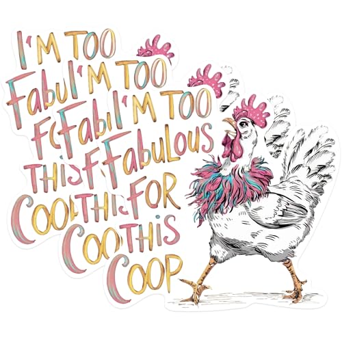 (3 Pack) Fabulous Chicken Decals - Funny Rooster Art - Sassy Bird Laptop Decal - 3 Inches On Longest Side - Easy Peel & Apply - Made in USA - 3MCS0917